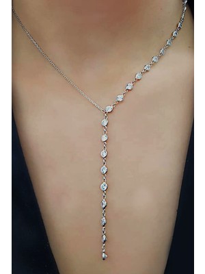 Zirkon taşlı gümüş italyan tasarımı kolye