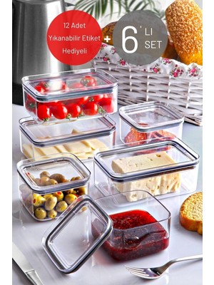 Nandy Home 6'lı Silikon Conta Kapaklı Kahvaltı ve Çerezlik Takımı 0,75 lt ve 0,5 lt Plastik