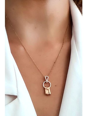 Zinciri Ayarlanabilir asansörlü italyan 925 ayar gümüş rose kolye