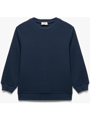 Pamuklu Uzun Kollu Bisiklet Yaka Basic Okul Sweatshirt