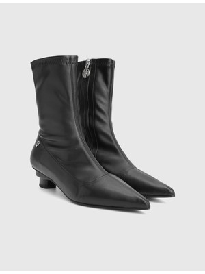 İLVİ Vasanta Strech Deri Siyah Kadın Topuklu Bot