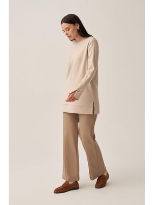 Taş-Yumuşak Dokulu Gold Dügmeli Sweatshirt