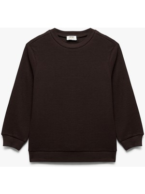 Pamuklu Uzun Kollu Bisiklet Yaka Basic Okul Sweatshirt