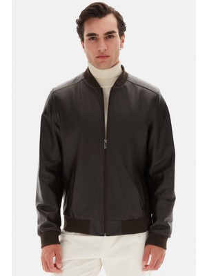 D'S Damat Ds Damat Regular Fit Kahverengi Düz Deri Mont 3HCL74753000M