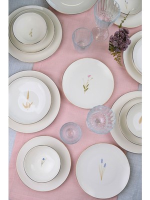 Tabak Evi Porselen Natura Altın Yaldızlı Yemek Takımı 6 Kişilik 24 Parça