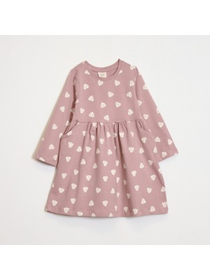Kız Çocuk Kalp Desenli Elbise