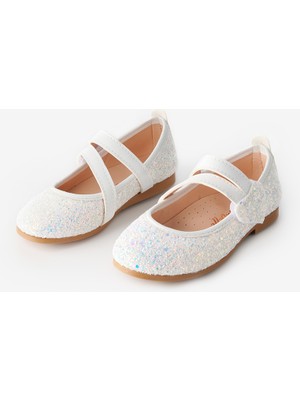 Beyaz  Kalp Cırtlı Kız Çocuk Ayakkabı