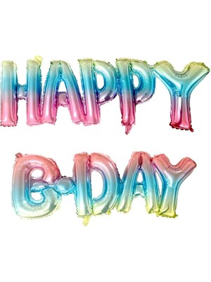 Çok Renkli  Happy B-Day Yazılı Parti Balonu