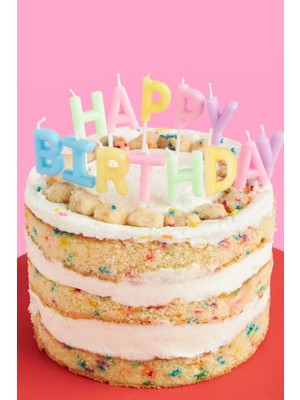 Çok Renkli  Makaron Happy Birthday Harf Mum Set