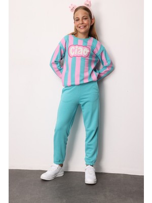 Mint Ciao Baskılı Çizgili Kız Çocuk Eşofman Takımı - Phoebe