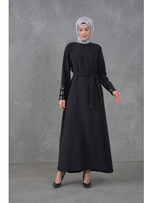 Manşeti Aksesuarlı Günlük Elbise