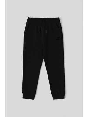 Siyah Standart Fit Manşetli Ince Erkek Çocuk Eşofman Alt - 11062