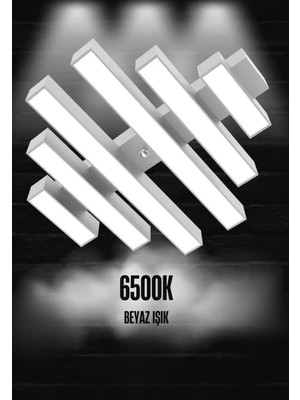 Parrılla ( Beyaz Kasa, Beyaz Işık ) Ledli Modern Plafonyer LED Avize, Salon, Mutfak, Oturma Odası