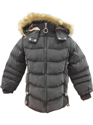 Kız Çocuk Içi Peluş Astarlı Çıkarılabilir Kapüşonlu Su Geçirmez Mont Kaban 3021