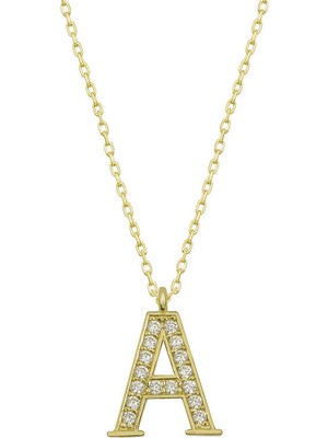 Blackcraft 925 Ayar Gümüş Gold A Harfi Kadın Gümüş Kolye (BC-A7D015)