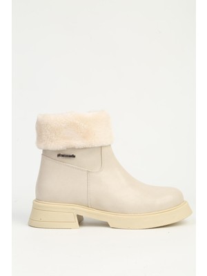 Krem Yarım Kürklü Bot PC-55268