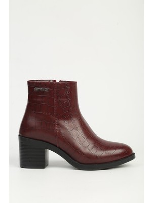 Bordo Fermuarlı Yarım Bot PC-55270