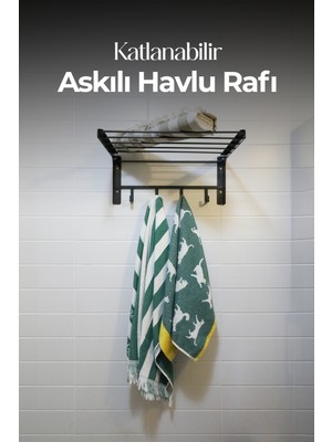 HE Metal Aksesuar Katlanabilir Havlu Rafı – Banyo Havlu Askılığı Metal Portatif Raf