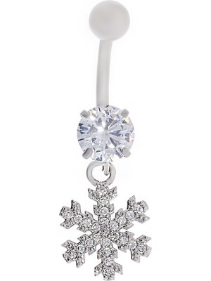 Kadın Kar Tanesi ve Tektaş Model Taşlı Çelik Piercing