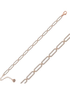 Blackcraft 925 Ayar Gümüş Rose Oval Taşlı Bileklik (BC-E08CC4)