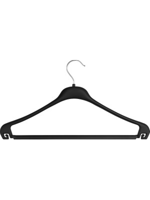 10’lu 44 cm Siyah Plastik Bluz ve Elbise Askısı – Barlı Dayanıklı Kıyafet Askısı