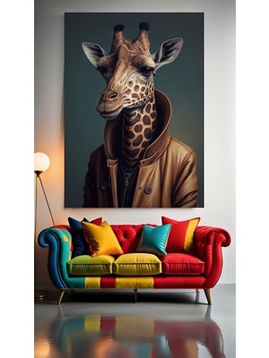 Özkacar Group Yakışıklı Zürafa V1 Ev Duvar Salon Güzellik Salonu Ofis Dükkan Dekarasyon Kanvas Tablo