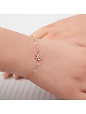 Blackcraft 925 Ayar Gümüş Rose Çiçek Kadın Bileklik (BC-F97D35)