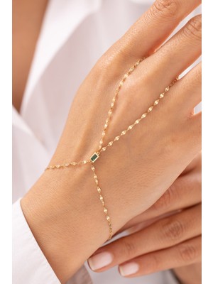 Zümrüt Taşlı 14 Ayar Altın Şahmeran