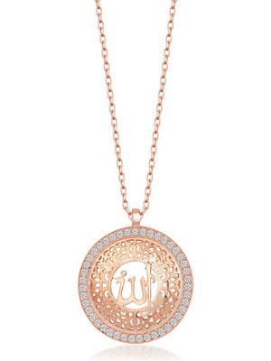 Blackcraft Gümüş Rose Allah Yazılı Kadın Kolye (BC-294686)