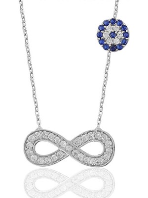 Blackcraft 925 Ayar Gümüş Nazarlı Sonsuzluk Kadın Kolye (BC-E382A5)