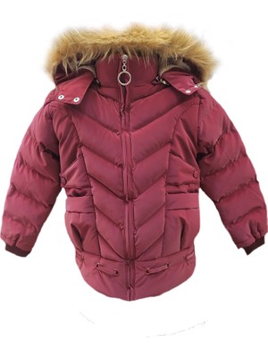 Kız Çocuk Içi Peluş Astarlı Çıkarılabilir Kapüşonlu Su Geçirmez Mont Kaban 3020