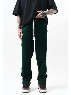 Erkek Şerit Detaylı Interlok Baggy Eşofman Altı Nefti