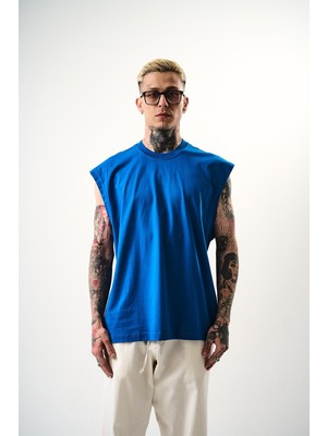 Respire Erkek Basic Tank Top Atlet Mavi