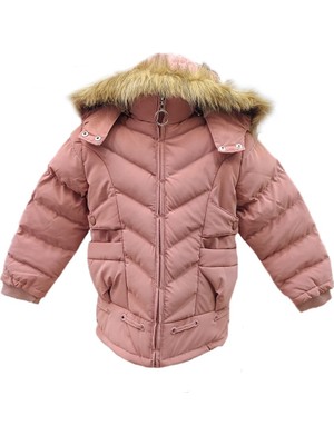Kız Çocuk Içi Peluş Astarlı Çıkarılabilir Kapüşonlu Su Geçirmez Mont Kaban 3020