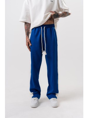 Erkek Paça Detaylı Interlok Baggy Eşofman Altı Saks