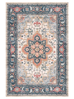 Gösterişli Oriental Desen Halı Modern Evler Için Doğal Tonlarda Çiçek Desenli Vintage