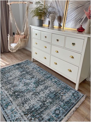 MARS85 Etnik Desenli Yıkanabilir Kaymaz Tabanlı Salon Halısı, Koridor ve Mutfak Halısı