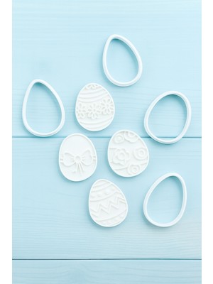 Paskalya Yumurta Desenli Kurabiye Kalıbı Seti – Şeker Hamuru ve Oyun Hamuru Kalıbı 4’lü