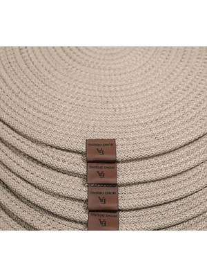 4 Adet Hasır Görünümlü Jüt Supla, Amerikan Servis Lüx Sunum Tabak Altlığı - Bej