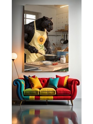 Özkacar Group Aşcı Kara Panter Ev Duvar Salon Güzellik Salonu Ofis Dükkan Dekarasyon Kanvas Tablo