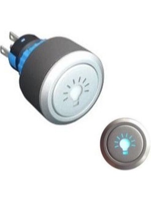 22MM Yaylı Ampul Logolu 2no/2nc 8p LED Voltajı 10V~24V ve 220V Sarı