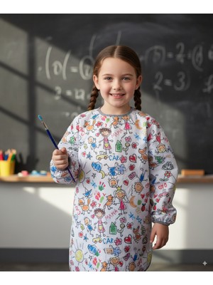 Yorni 3-6 Yaş Family Sıvı Geçirmez, Uzun Kollu Çocuk Faaliyet Aktivite Boyama Etkinlik Önlüğü, Önlük