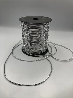 5 Metre Lastikli Dekoratif Simli Monofil Iplik, Bileklik Ipi , Paket Ipi, Simli Lastik, Simli