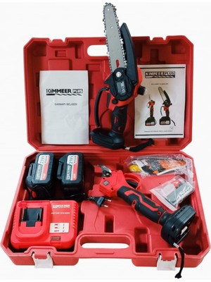 Kimmeer Plus 21V Çift Akülü Çelik Şanzıman Dal Budama Makası & Kendinden Yağlamalı Testere2 Li Set