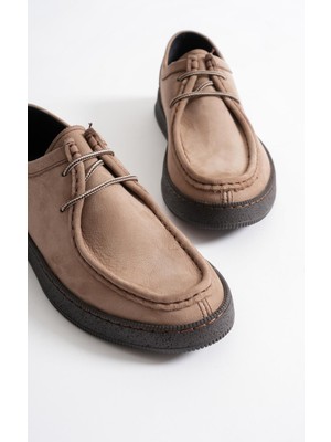 Oren Erkek Vizon Nubuk Deri Bağcıklı Casual Ayakkabı