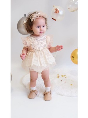 Inci Detaylı Dantel Abiye Kız Bebek Özel Gün Doğum Günü Elbisesi