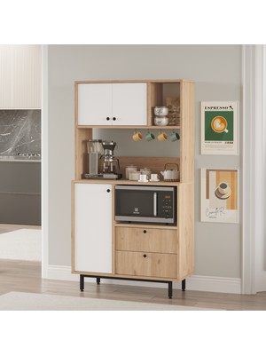 Latte Serisi Kahve Köşesi Çok Amaçlı Dolap Mutfak Dolabı Sepet-Beyaz Lat3-Sw