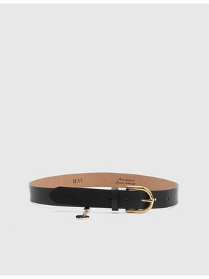 Carles Kadın Kemer Siyah Hakiki Kroko Deri