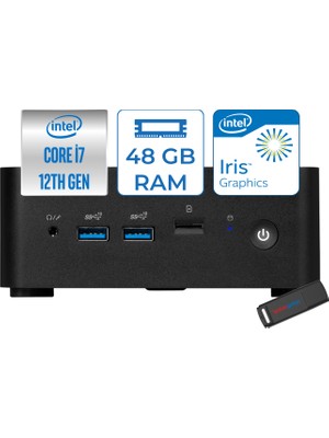 MSI Msı Cubi 5 Intel Core I7-1255U 64GB 512GB SSD Intel Iris Xe Windows 11 Pro Taşınabilir Bilgisayar 12M001BEUH21 + Zettausbbellek