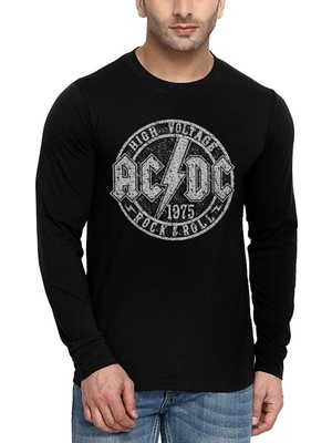 Dairede Acdc Siyah Uzun Kollu Erkek Penye Tişört